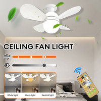 48W Rechargeable Ceiling Fan Light E27 Dimmable Ceiling Lamp Remote Control Cooling Fan with Timer Living Room Kitchen Fan Lamp