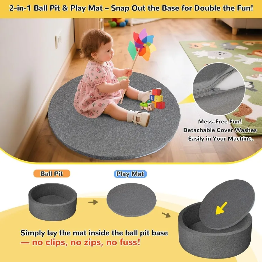 幼児用フォームボールピット ソフトボールプール キッズプール用の理想的なギフトプレイおもちゃ ダークグレー