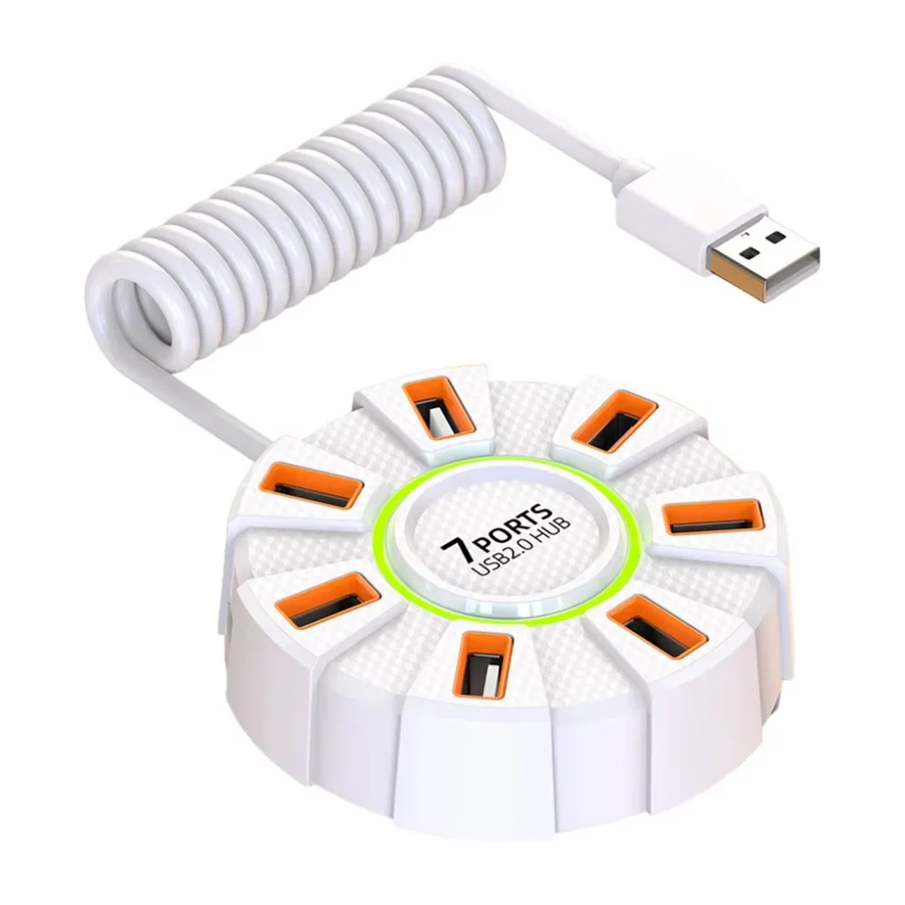 RGB Backlight 7 Ports Multiple Expander Extend High Speed USB 2.0 Hub USB Splitter Multifunction Multi Splitter Adapter