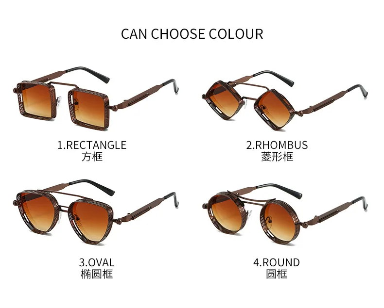New Steampunk Hollow Metal Double Beam Sunglasses Unisex Hip Hop Unique Travel Decor UV400 Sun Glasses
