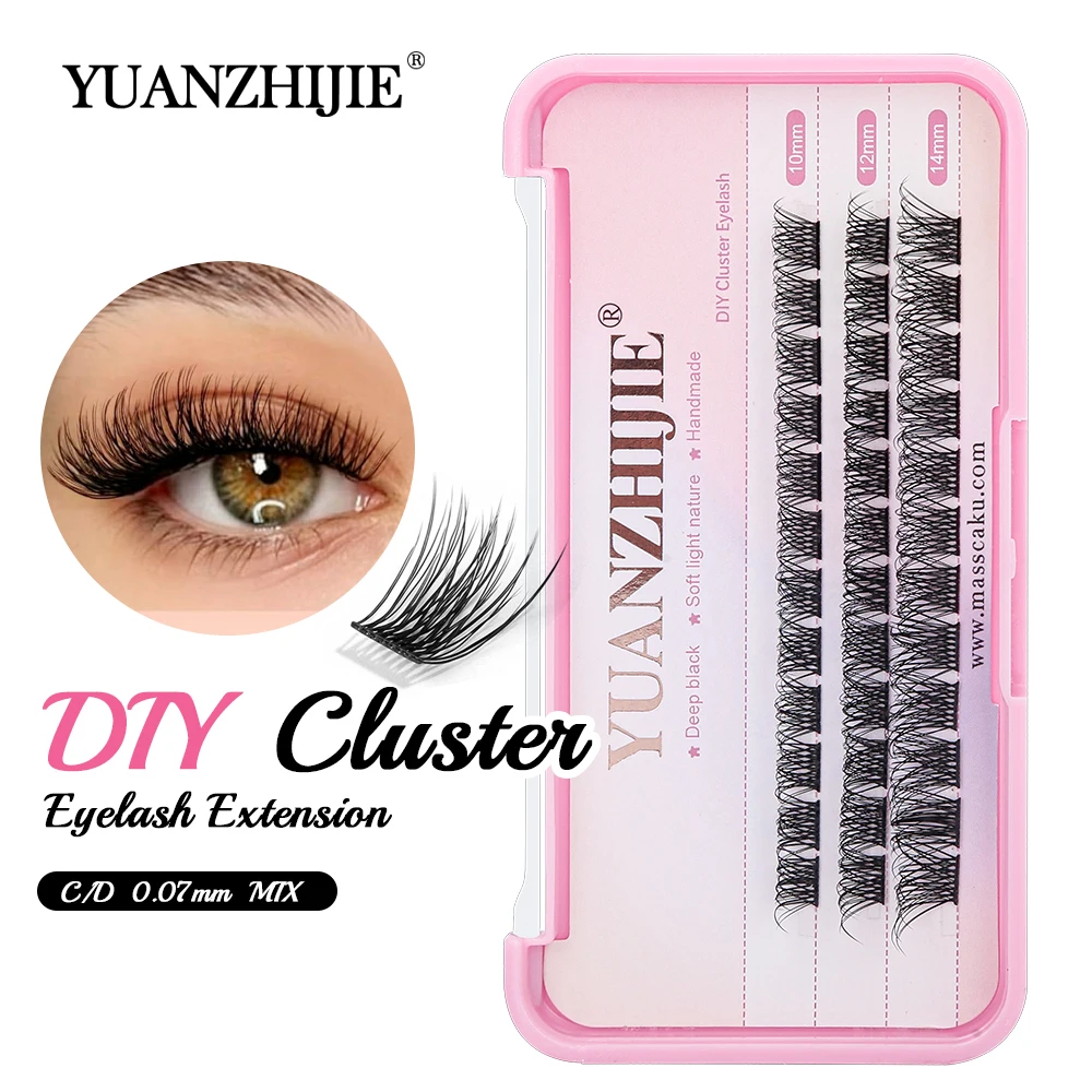 

Factory Wholesale YUANZHIJIE All Size Individual Self-grafted Eyelash Extension Matte Black DIY Cluster Lash for Daily Makeup