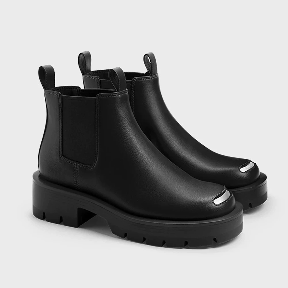

FWRD Women's Leather Metal-Toe Chunky-Sole Chelsea Boots, Comfortable & Stylish for Daily Wear & Street Looks #FWRD000298