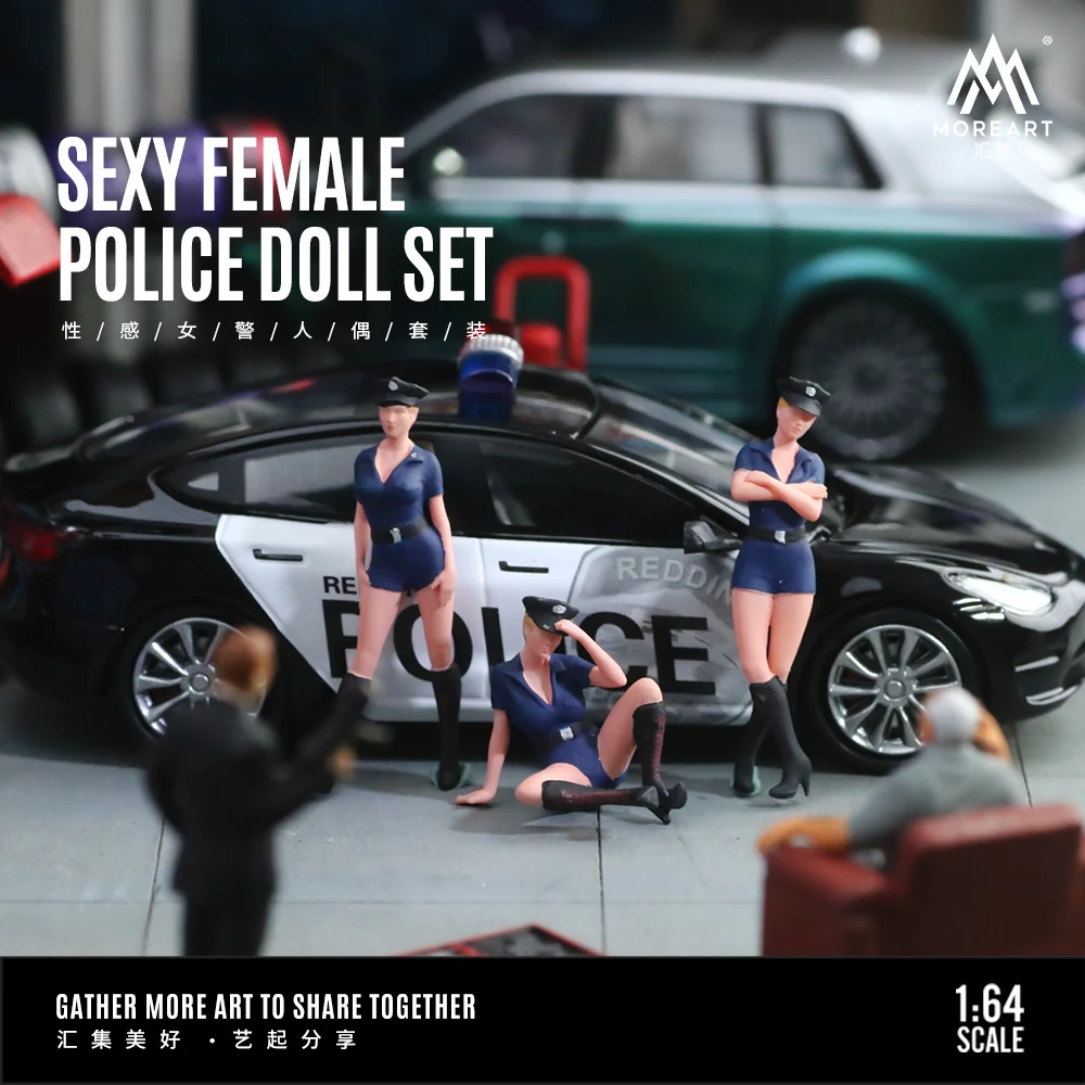 Moreart 1:64 Pretty girl resin police action figure set