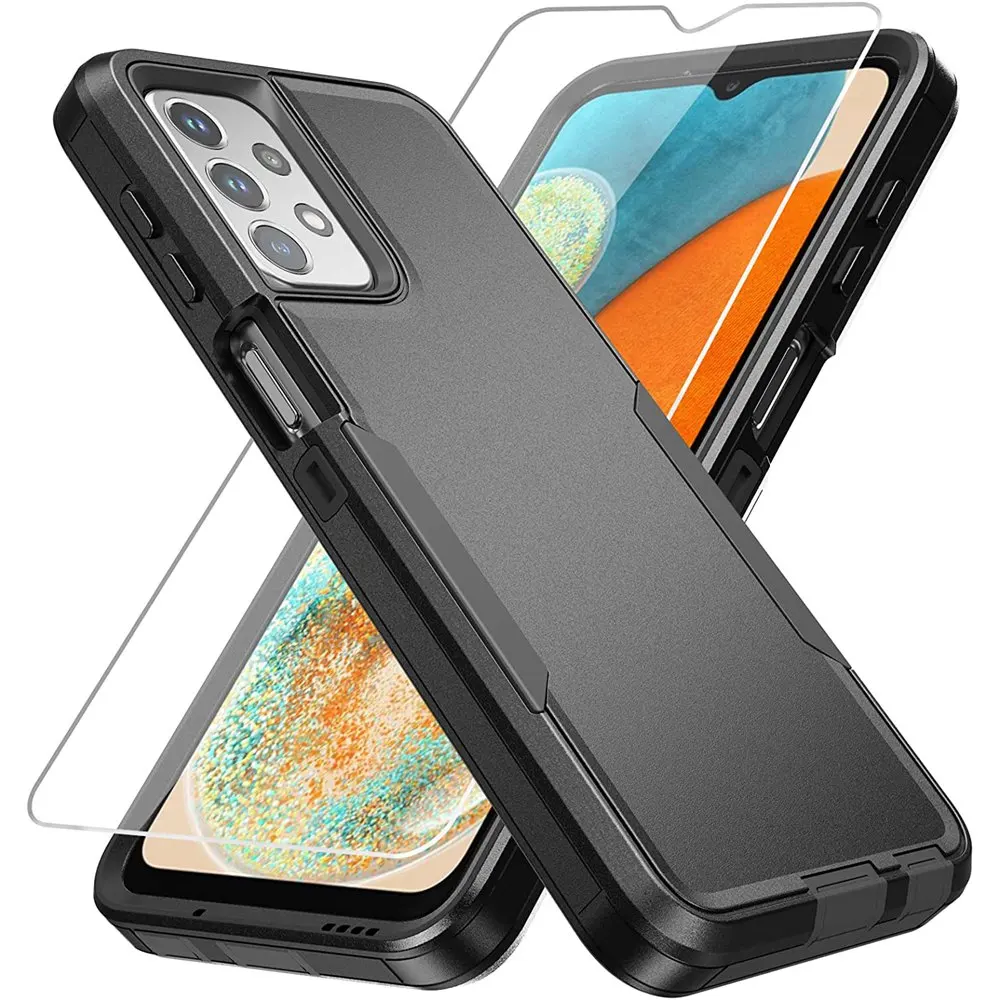 Galaxy A23 4G Case Heavy-Duty Shockproof Hybrid Case Dual Layer Hard Cover for Samsung Galaxy A23 5G Case with Screen Protector