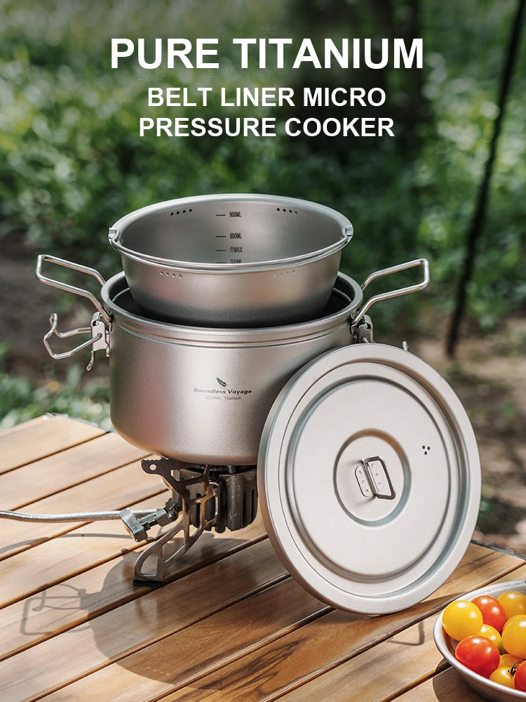 

Pure Titanium Belt Liner Micro Pressure Cooker, Portable Outdoor Picnic Camping Large Capacity Cooking Utensil Stewed Pot,A1435