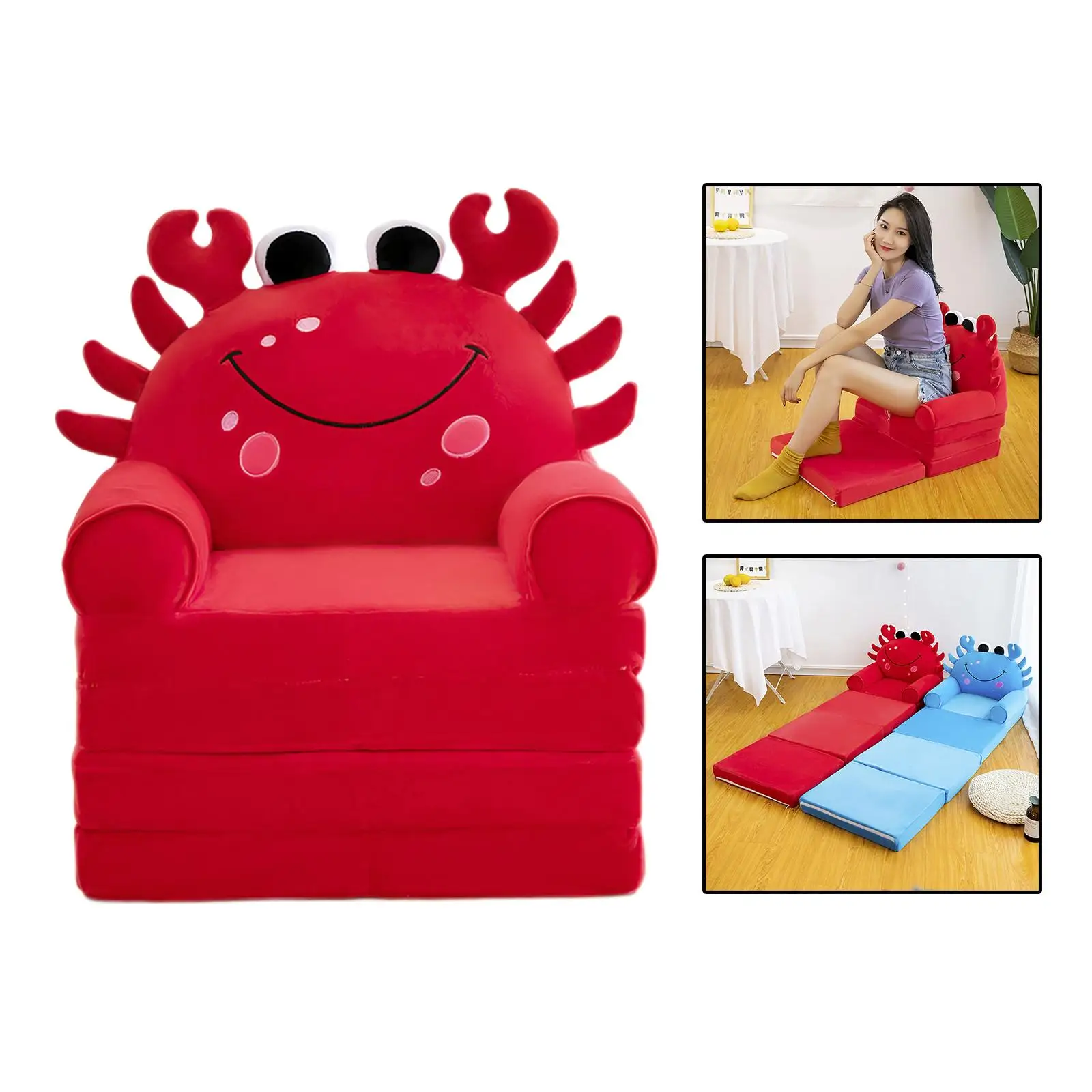 Cartoon Foldable Kids Sofa Cover Plush Children Couch Backrest Armchair Slipcover for Living Room