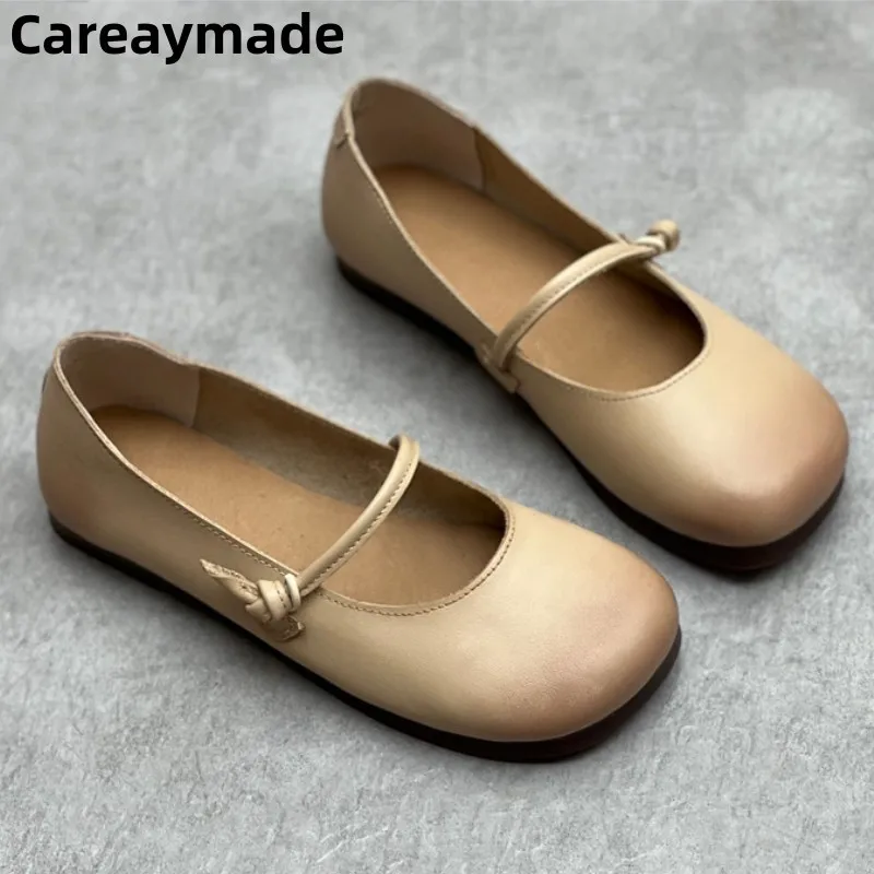 Careaymade-Genuine Leather Women's shoes Soft Sole Soft Leather Comfortable Matte Leather shoes Retro Flat Sole Single Shoes