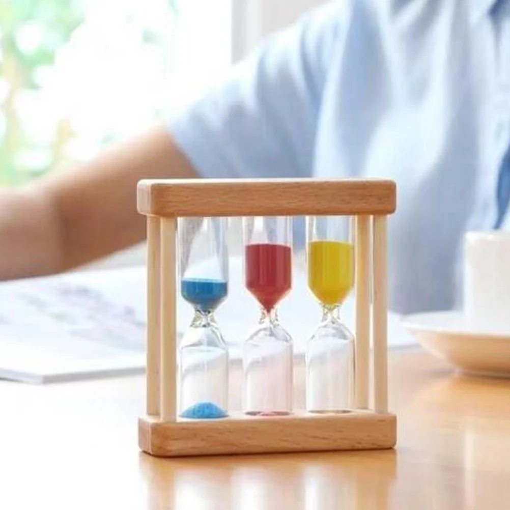 1/3/5 Minutes Wooden Frame Sandglass Colorful Sands Hourglass Sand Timer Children Toy Desk Decoration