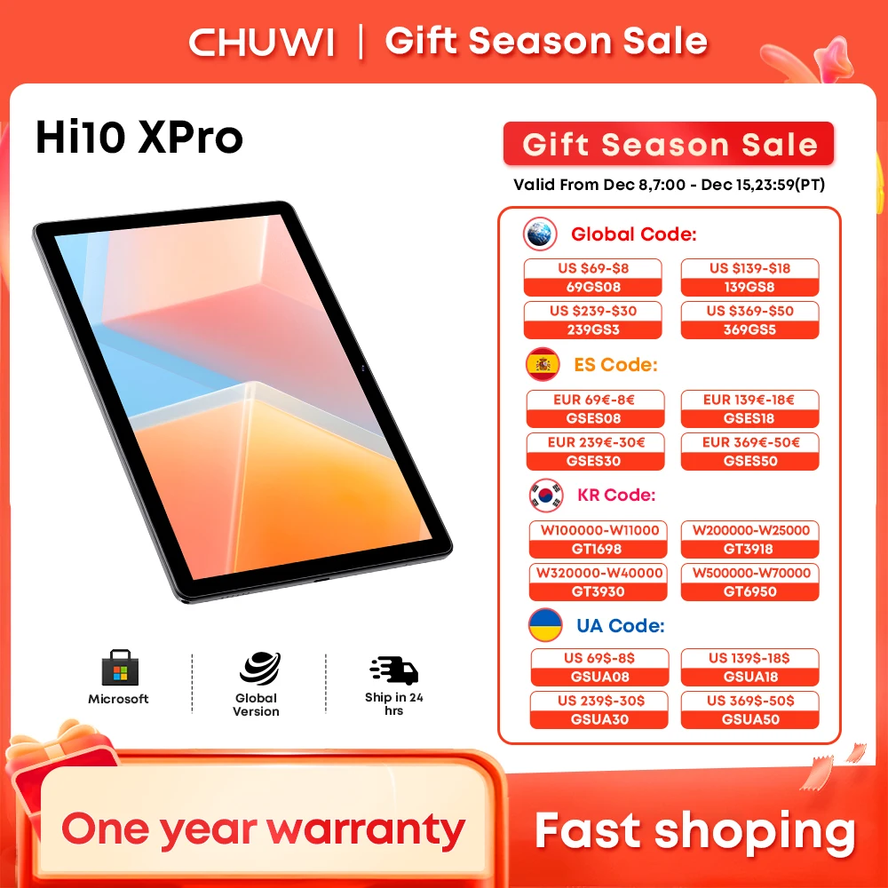 Планшетный компьютер CHUWI Hi10X Pro Android 13, 10 \'FHD IPS экран 4GB + 4GB RAM 128GB ROM UNISOC T606 8 - ядерный 7000 мАч аккумулятор 4G планшет