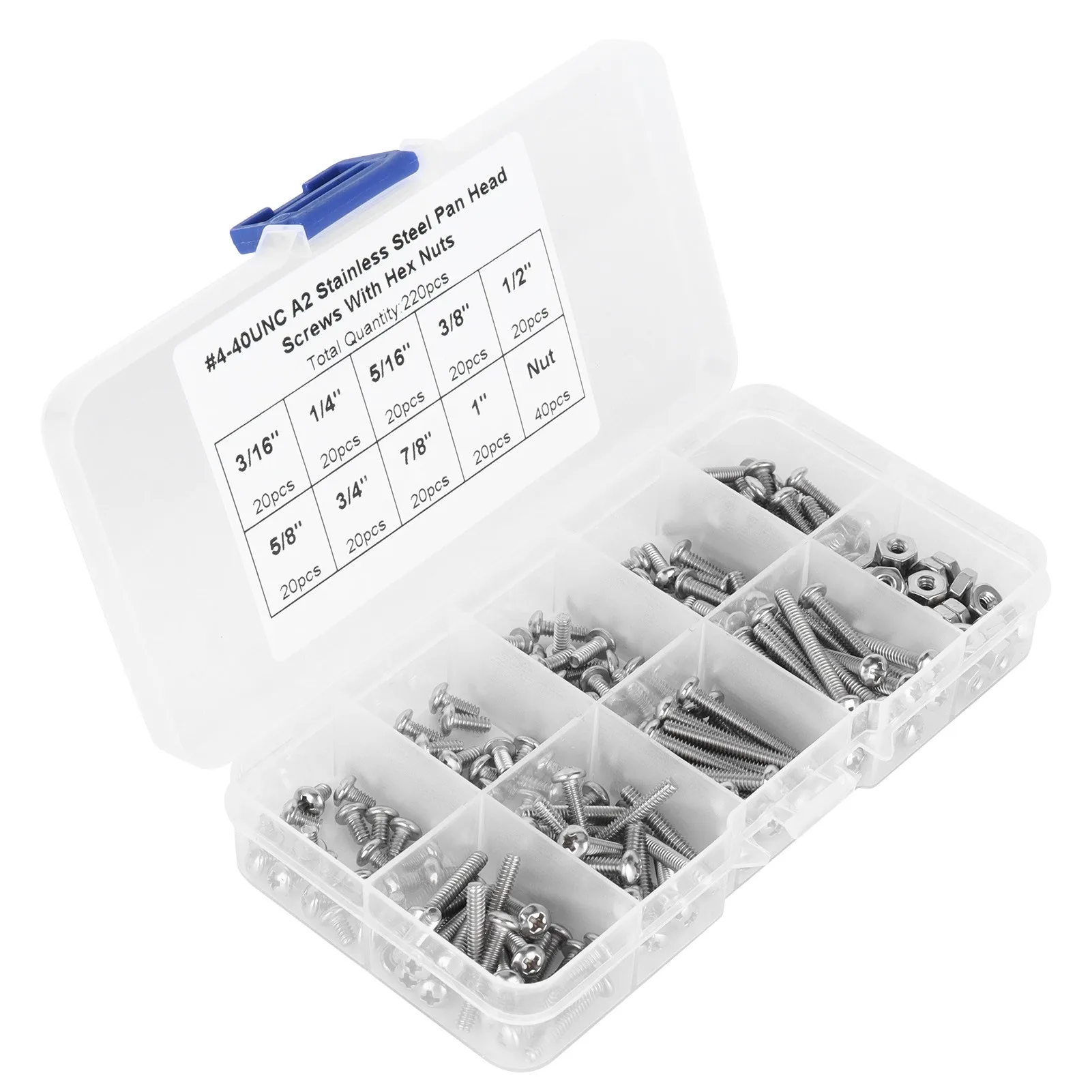 304 Stainless Steel Screws Cross Pan Head Screws with Hex Nuts Washers Screw Kit