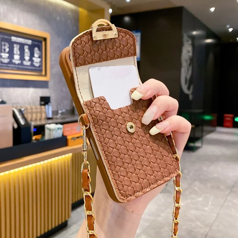 Wallet Case for Samsung Galaxy S24 Ultra S23 FE S20 S21 S22 Plus Note 20 Card Crossbody Strap Lanyard Metal Leather Bag Cover
