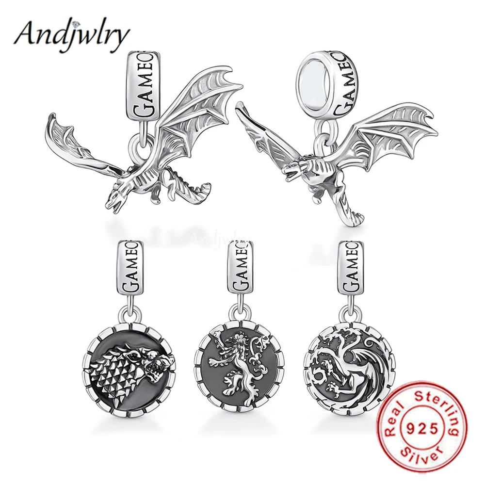 Game Flying Dragon Major Family Fit Bracelet Charms Silver 925 Original Eagle Sword Dangle Charm Bracelet & Bangle Berloque