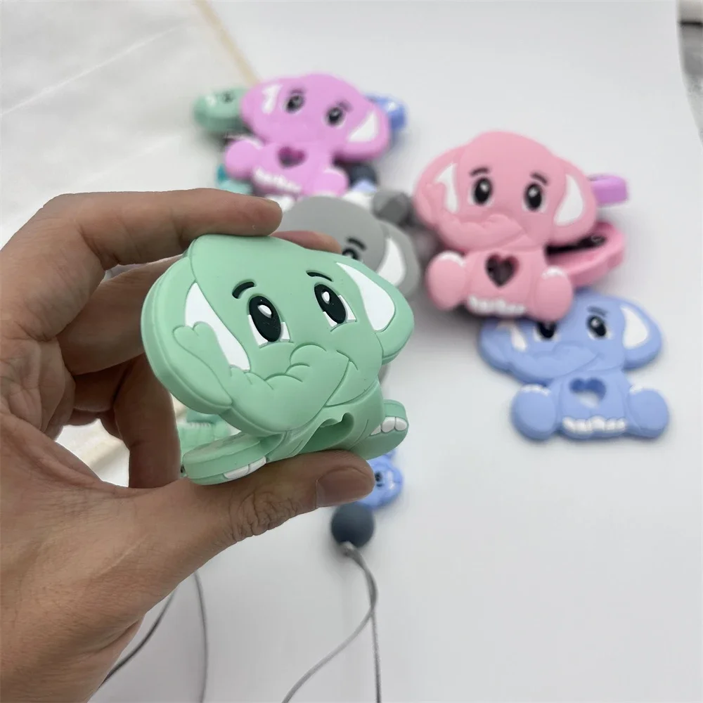 Personalized English Russian Letter Name Baby Elephant Silicone Pendant Pacifier Clips Holder Chains Teether Kawaii Toy Gifts