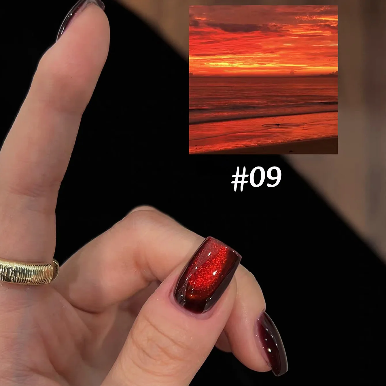1-12 stücke WS Herbst Winter Nägel Meer Sonnenuntergang Bernstein Blau Gold Licht Kristall Glas Perle Cat Eye Gel nagellack Nagel Salon Hause DIY