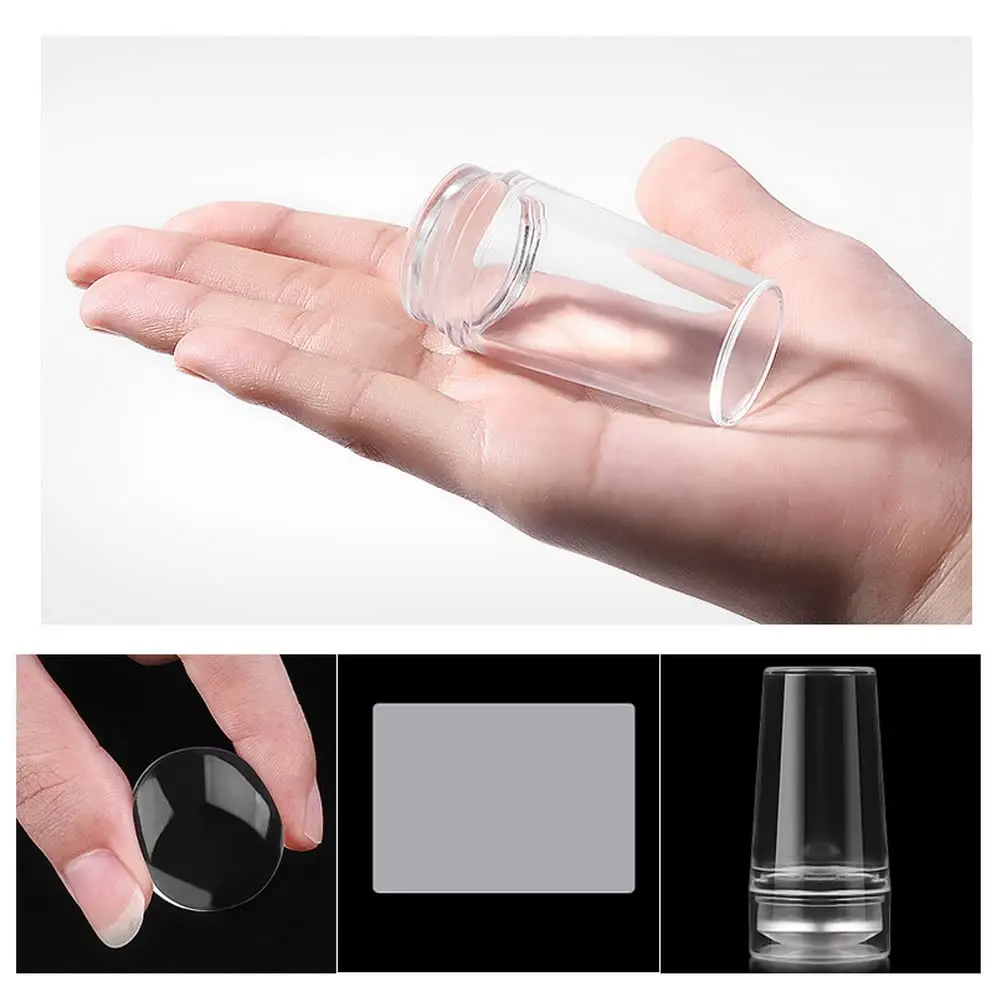 LINMADA Silicone Nail Stamp Tool Kit French Tip Stamp Nail Stamping Plates for Gel Polish Designs for DIY Nail Decor