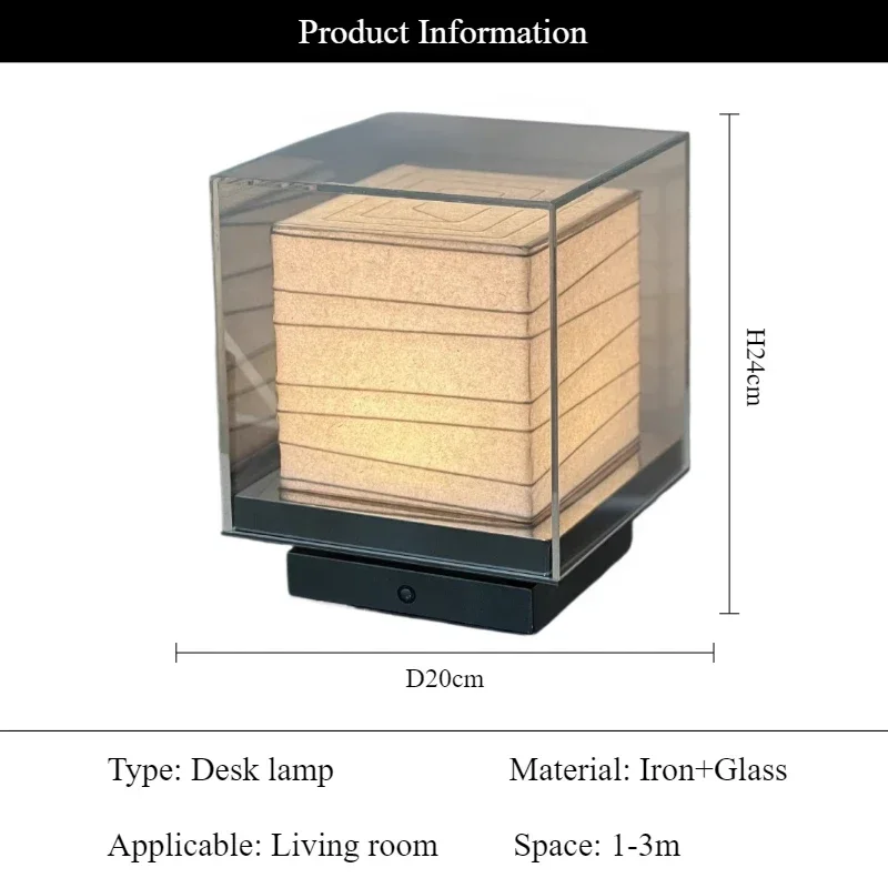 SANDYHA Modern Simplicity Square Design LED Table Lamp for Bedroom Living Room Study Lighting Glass Lampshade