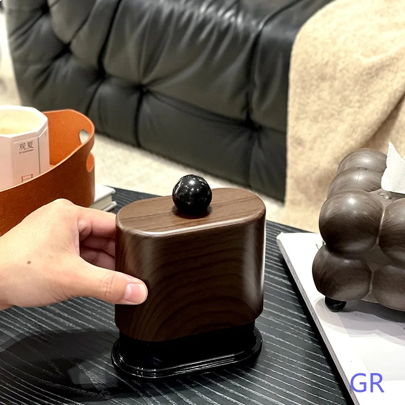 Walnut Wood Grain Toothpick Holder, High-End Toothpick Dispenser for Home