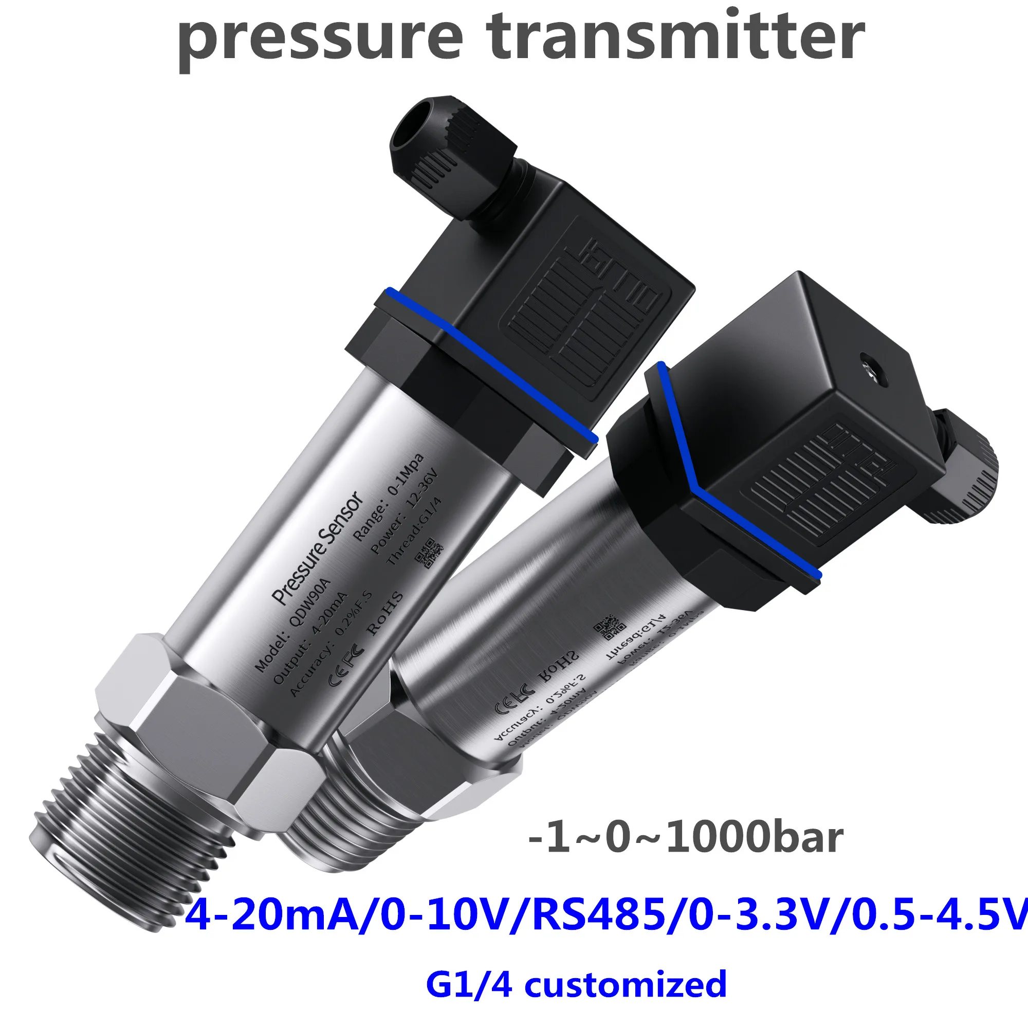 Transmissor e Sensor da Pressão Sensor da Pressão Rs485 Fonte g1 10bar 500kpa 0.2bar 50 Mpa 100bar 420ma 0.54.5v