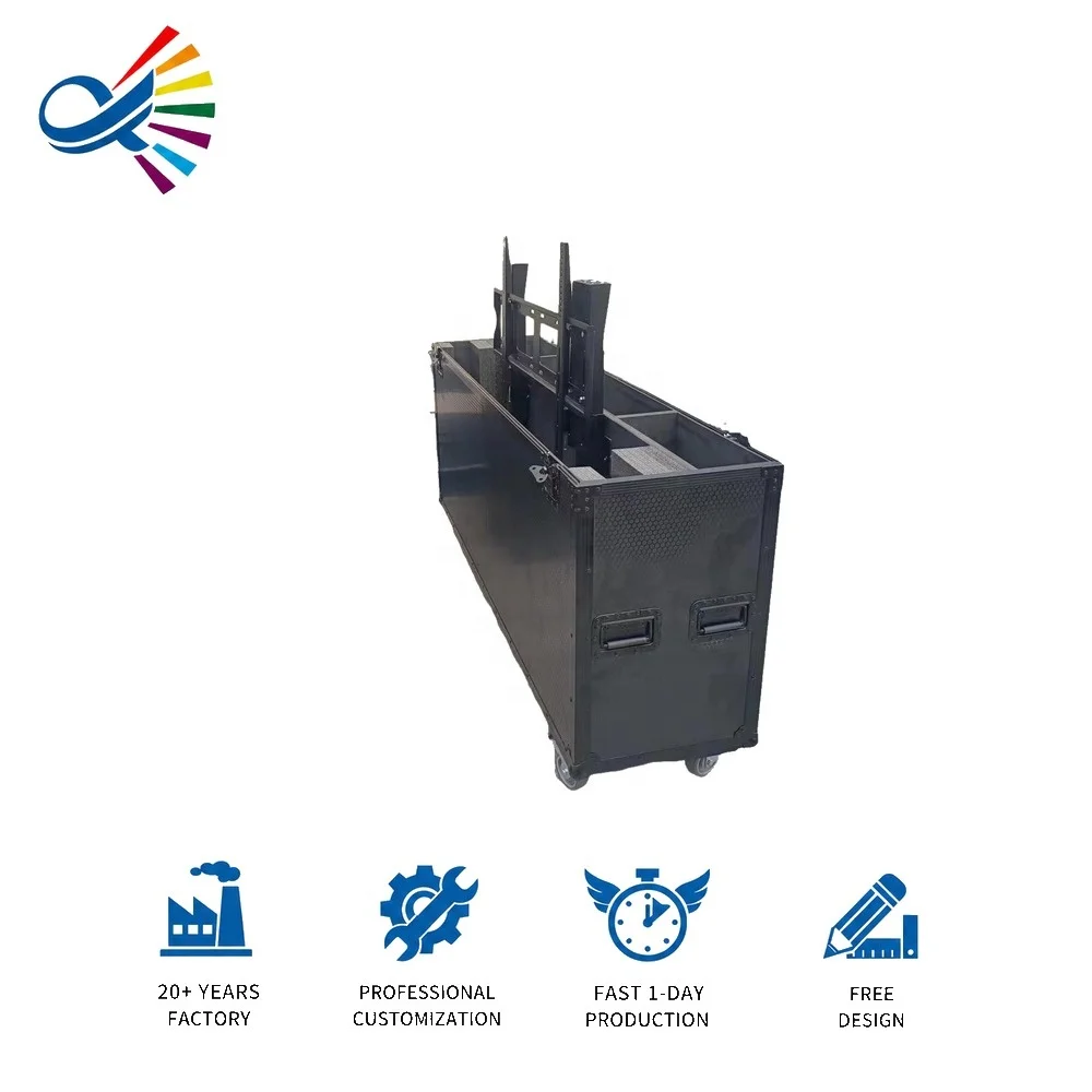 Customized Motorised Lift Electric Lift Flight Road Case For 55'' 65'' 86'' 75'' LCD LED TV Plasma Screen Equipment Flight Case