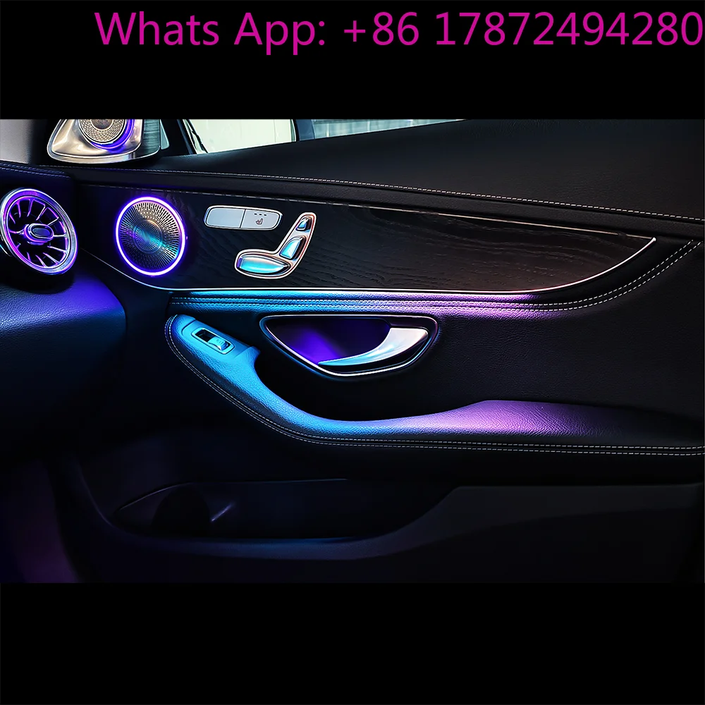256 Colors LED Symphony Strip Dashboard Trim Car Ambient Lighting for         C Class W205 GLC X253 2015-2021 Accessories