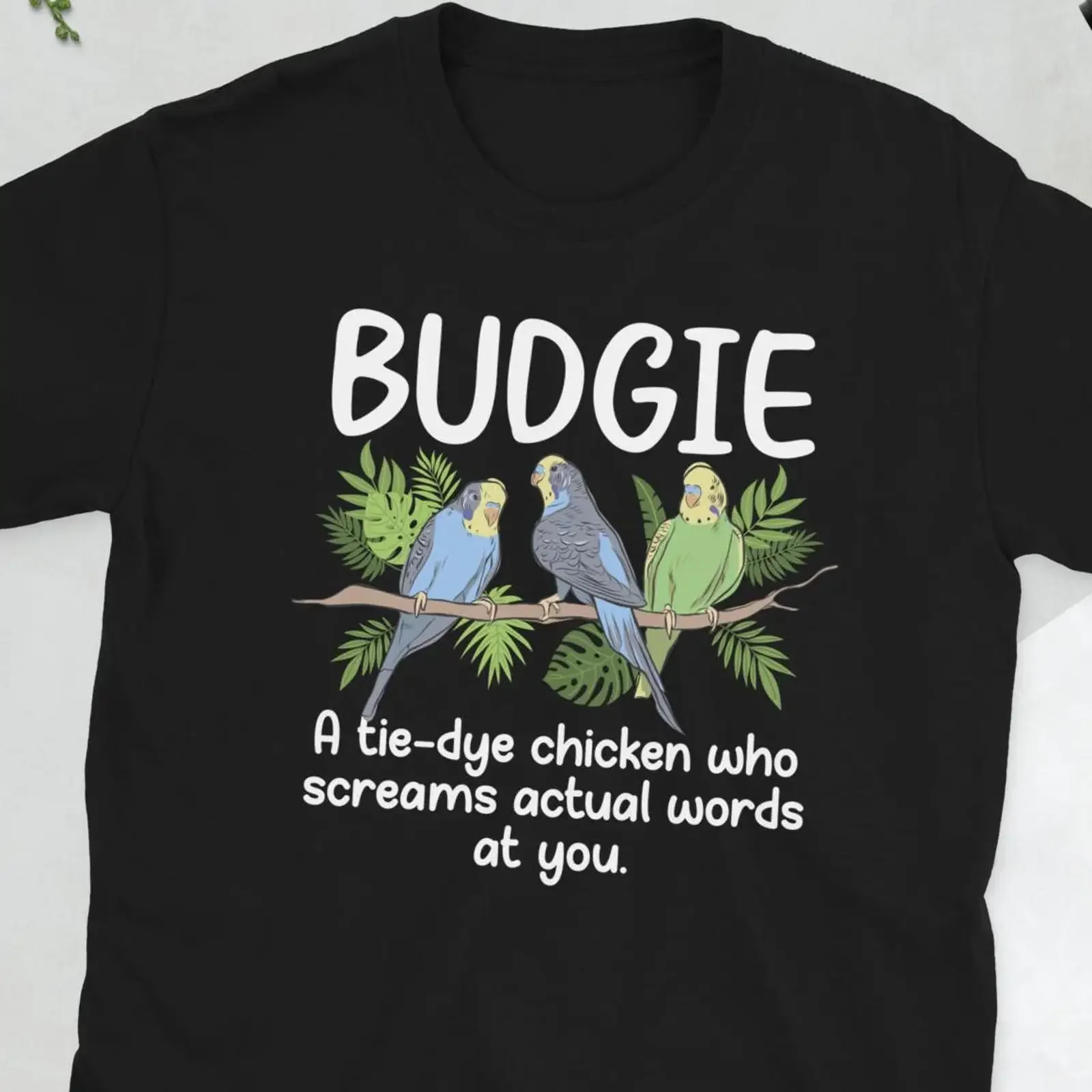 Budgie T Shirt Budgerigar s Owner Lover Parakeet  vintage Washed streetwear Stylish fashion Versatile Breathable Stretched Soft
