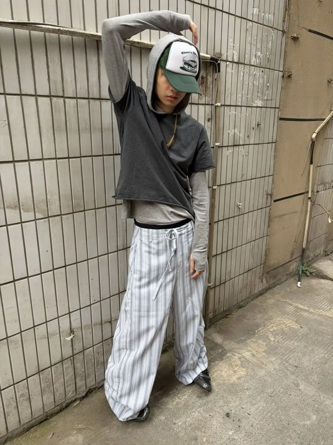 Men's Vertical Stripe Pattern Casual Thin Pants High Waist Unisex Baggy Trousers Summer Boy Bottom Male Wide Legs Sweatpants