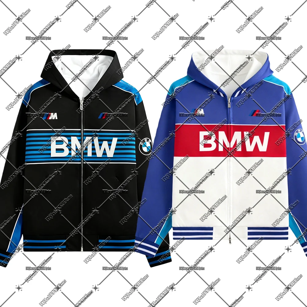 

Autumn Winter New BMW Zipper Hoodies Men Women Racing Sports Long Sleeve Sweatshirts BMW Motorcycle Zipper Coats Christmas Gifts