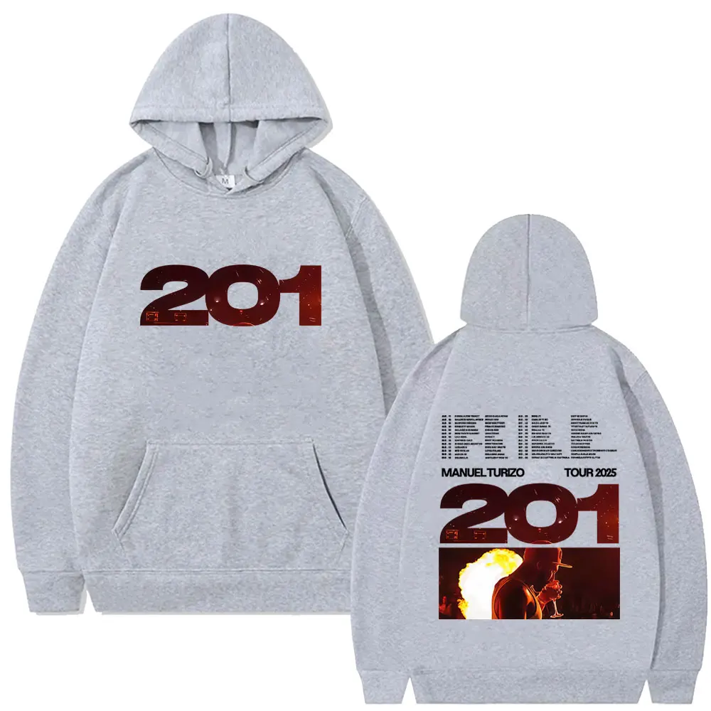 แมนูเอล ทูริโซ อัลบั้ม 201 ทัวร์ 2025 เสื้อฮู้ดผู้ชายฮิปฮอปแฟชั่นเสื้อฮู้ดโอเวอร์ไซส์ผู้ชายลำลองผ้าฝ้ายวินเทจเสื้อสเวตเตอร์