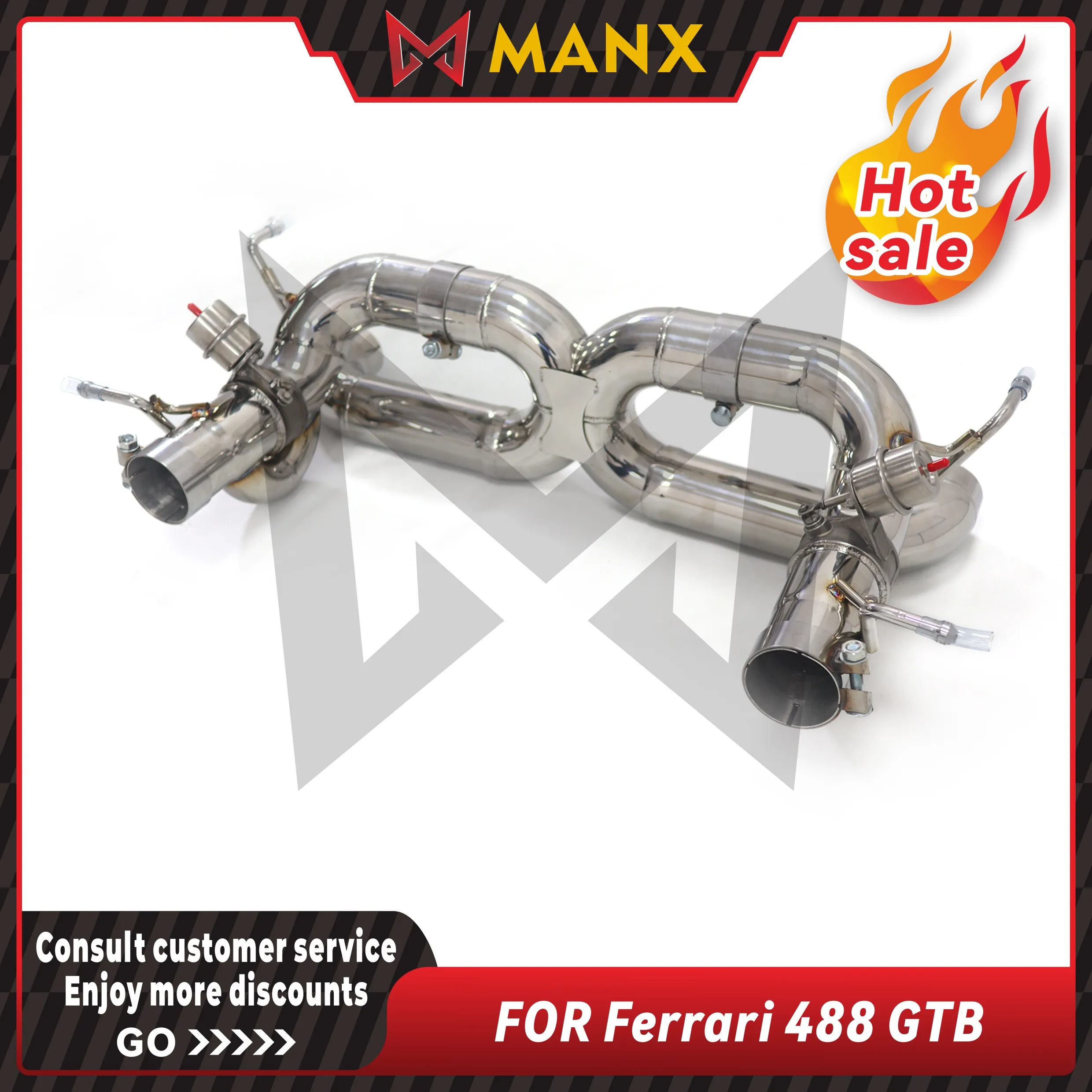 MANX Car Exhaust System Catback for Ferrari 488 GTB Stainless steels Performance exhaust pipe with remote control valve