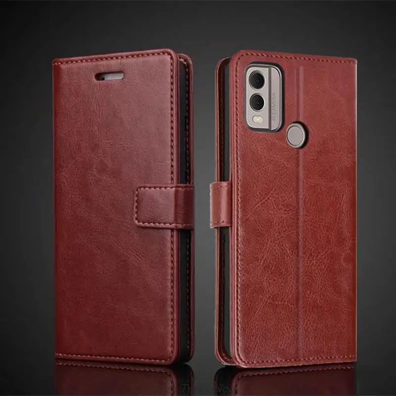Funda de cuero con tarjetero para Nokia C22, carcasa de cuero Pu con tapa, Retro, para Nokia C22, Fundas de negocios