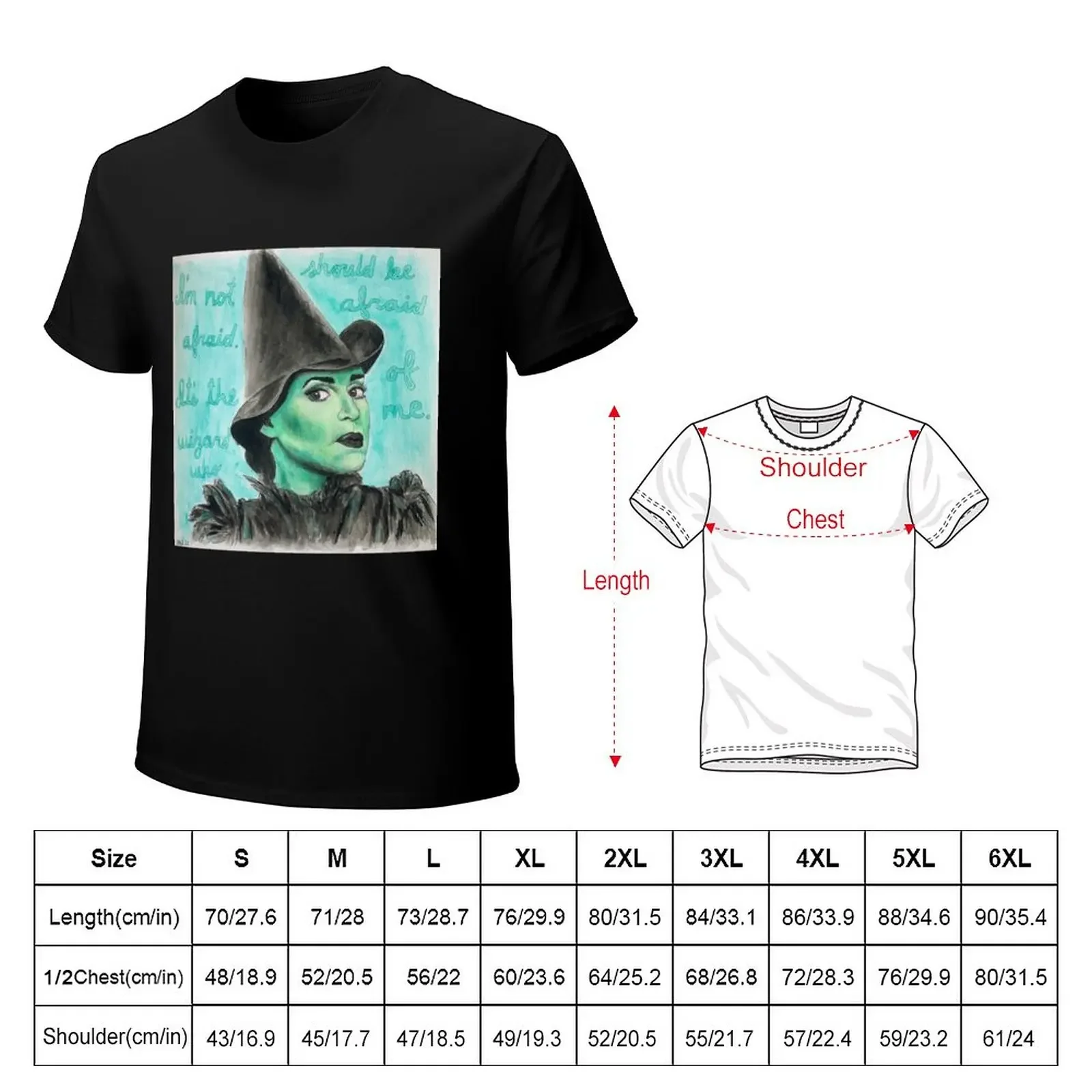 Jessica Vosk Elphaba portrait T-Shirt plain korean fashion big and tall t shirts for men