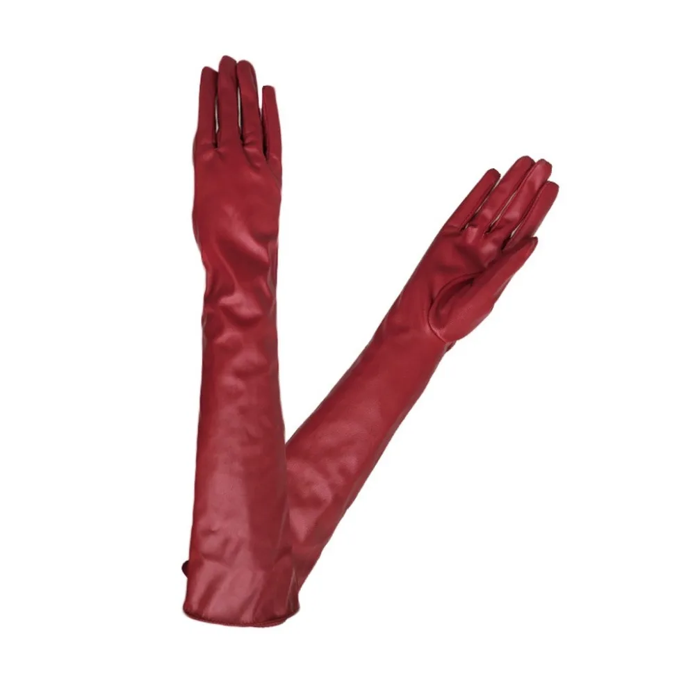 

Elegant Long Elbow Gloves Soft Material Costume Accessories Evening Party Gloves Black Keep Warm Patent Leather Gloves