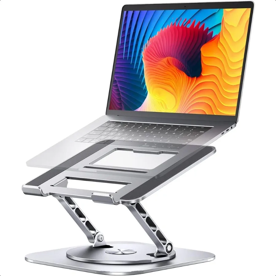 

Adjustable Computer Stand with 360 Rotating Base Ergonimic Foldable Laptop Riser for Desk Compatible with Book Pro Air Notebook