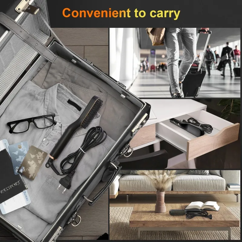 فرشاة تمليس شعر اللحية، مشط ساخن للرجال، مكواة فرد اللحية متعددة الوظائف، مشط سيراميك، مصفف شعر سريع #6