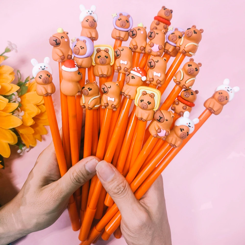 

20 шт./лот, гелевые ручки с милым рисунком капибары, 0,5 мм, ручки с черными чернилами для студентов, школьные канцелярские принадлежности, офисные принадлежности, подарки