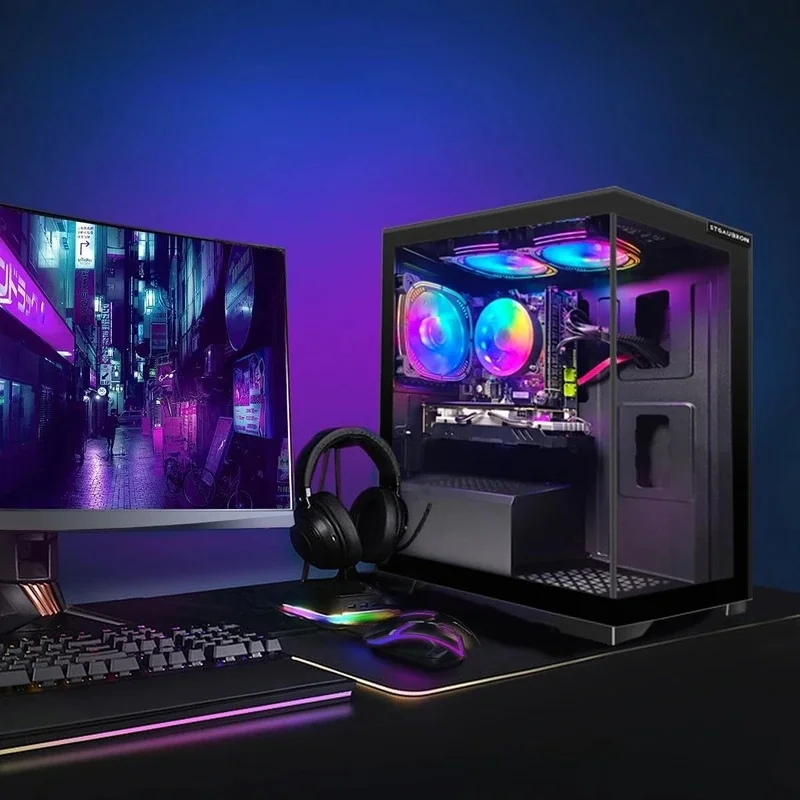 PC desktop da gioco, RX 580 16G GDDR5, Core i7 fino a 3,9G, 16G RAM, SSD 512G, 600M WiFi, BT 5.0, ventola RGB x3, barra audio RGB BT