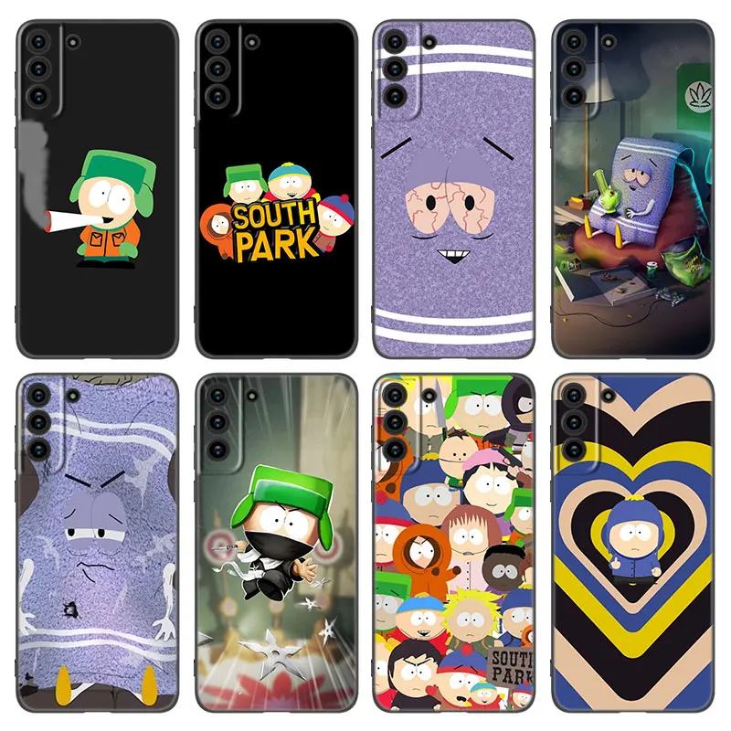 Funny S-South Park Black Silicone Phone Case For Samsung Galaxy S20 S23 FE S21 S22 S24 Plus Ultra