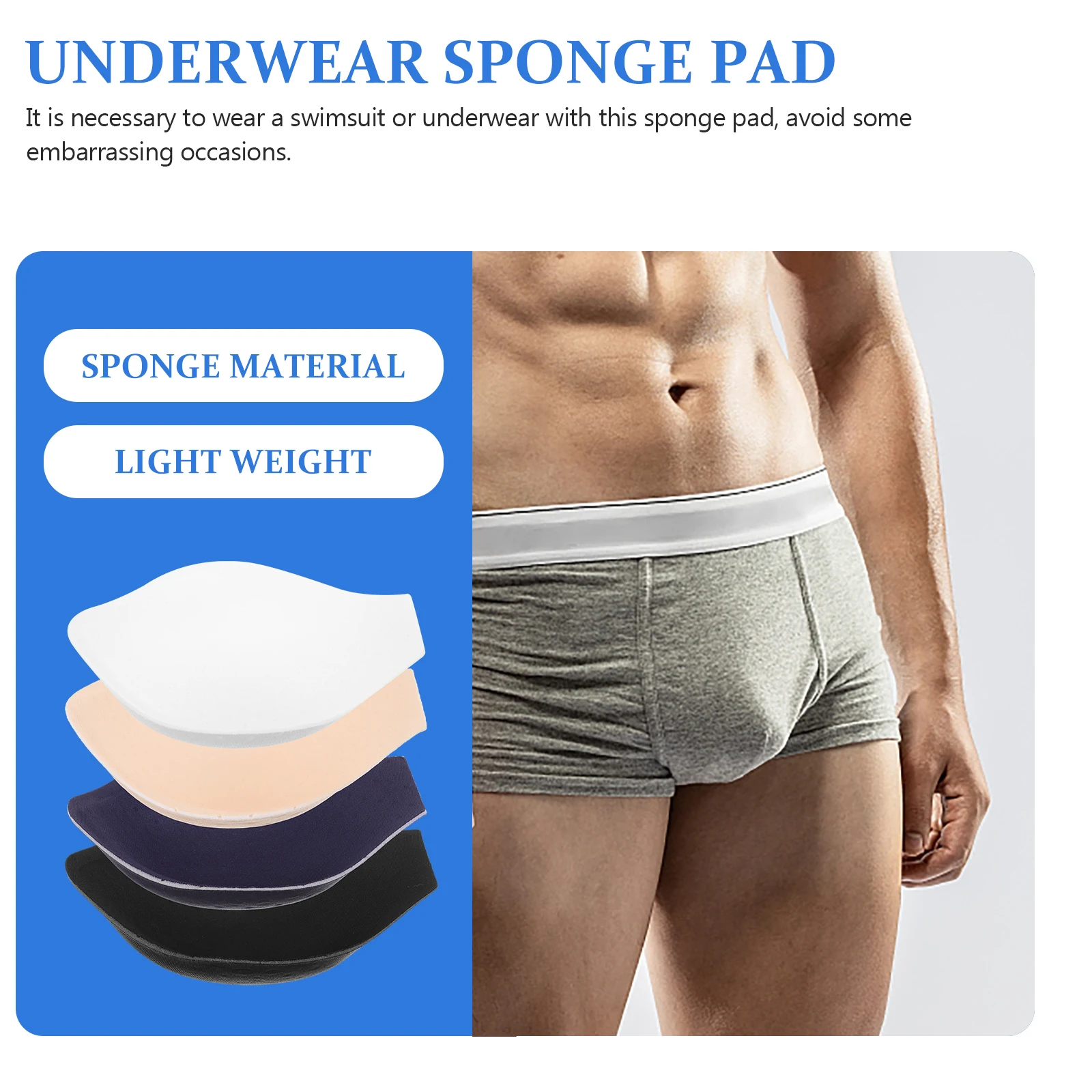 

4pcs 'S Underwear Sponge Pad Swimwear Briefs Bulge Cup Durable Protection Padding For Swimming Outdoor Activities