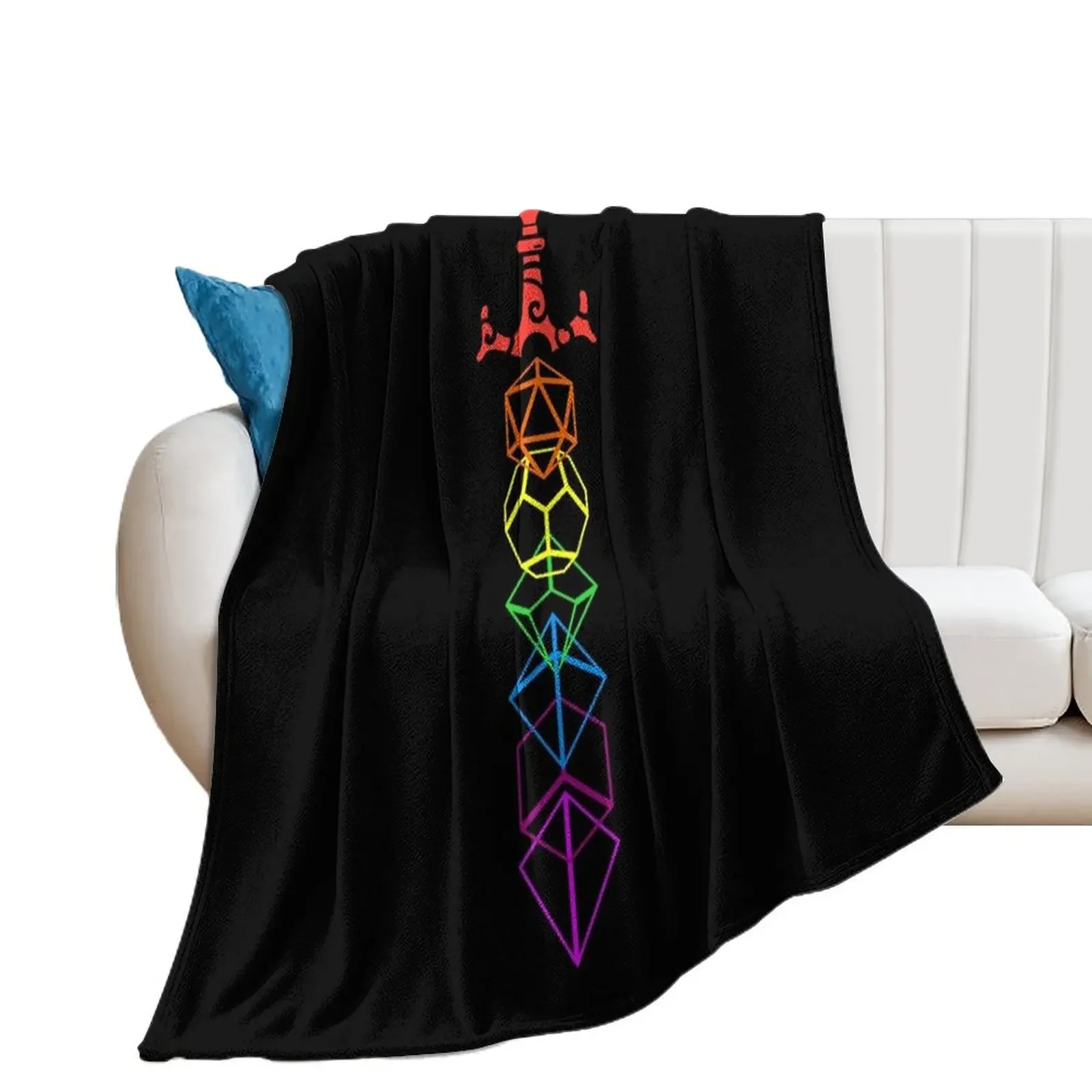 

Dice Sword Rainbow Tabletop RPG Gaming Throw Blanket Tourist halloween Polar Blankets