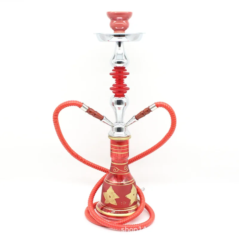 Dubbele Pijp Waterpijp Shisha Fles Arab Afgewerkt Waterpijp Bar Glas Gemaakt Shisha Pijp Accessoires Voor Bar Lounge