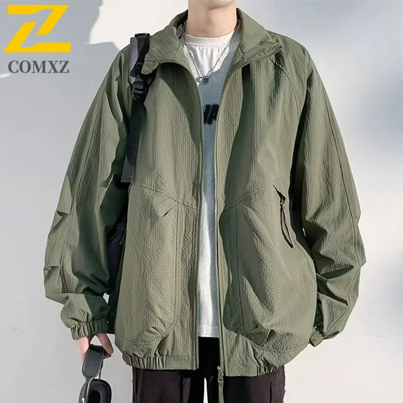 

Классическая мужская куртка COMXZ с воротником-стойкой, уличный светильник для путешествий, мотоциклетное пальто для повседневного использования, уютная осенняя новая одежда на молнии