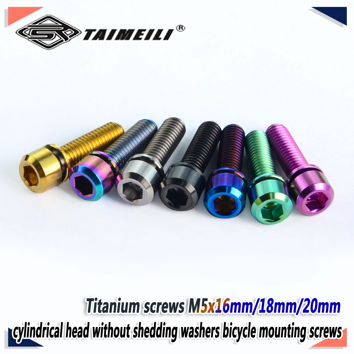 Titanium alloy screws M5x16/18/20mm Cylindrical screw with gasket bicycle 1/2/4/8/10pcs A must-have for ultra light modification