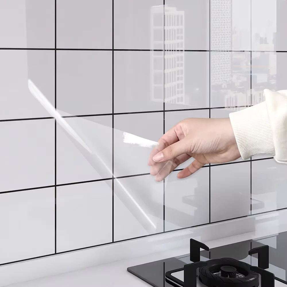 ملصق حائط لاصق مقاوم للماء ومضاد للحشف مقاس 45 سم، ملصق جداري لاصق شفاف وغير لاصق