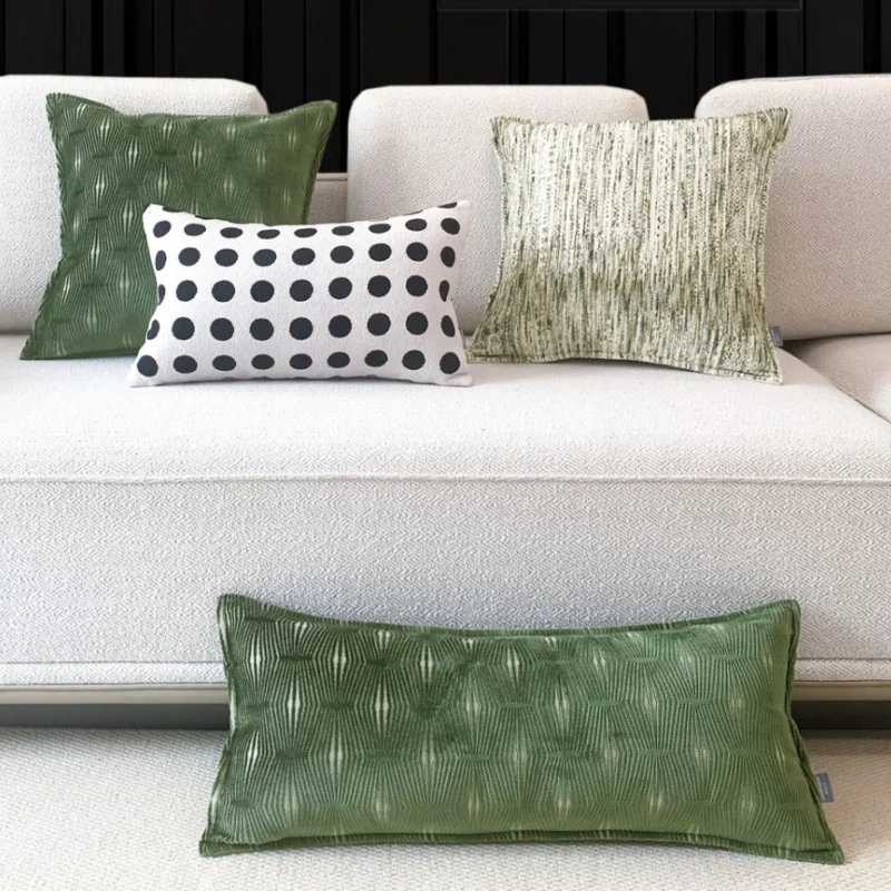 Green Velvet Jacquard Pillows Abstract Geometric Cushion Case Modern Luxury Decorative Pillow Cover For Sofa Chair Home Decorat