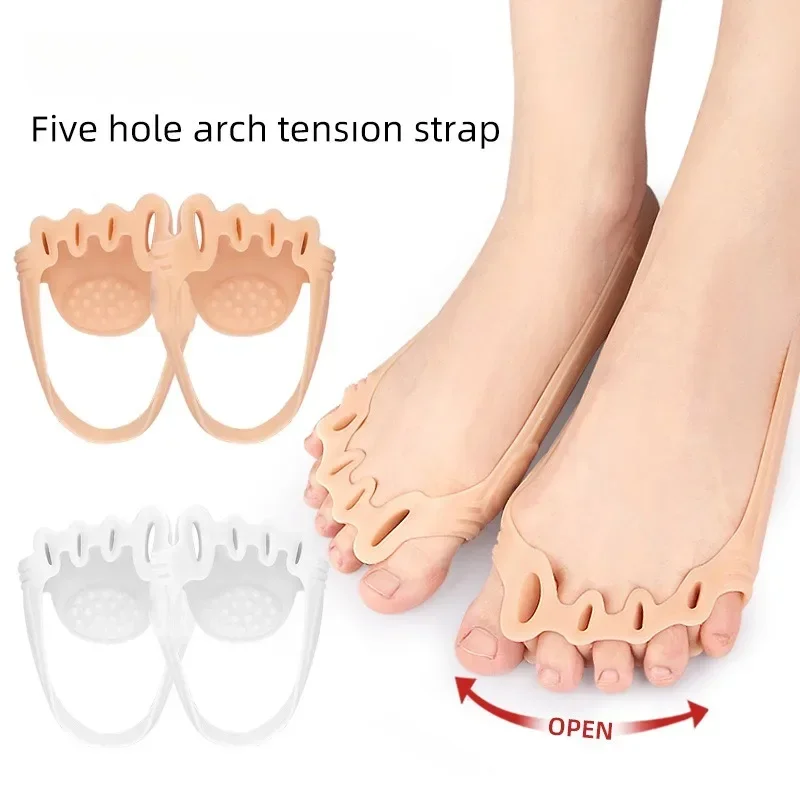 5 Holes Silicone Toe Separator Metatarsal Pad Pain Relief Forefoot Socks Insole Bunion Orthotics Hallux Valgus Corrector  발가락교정기