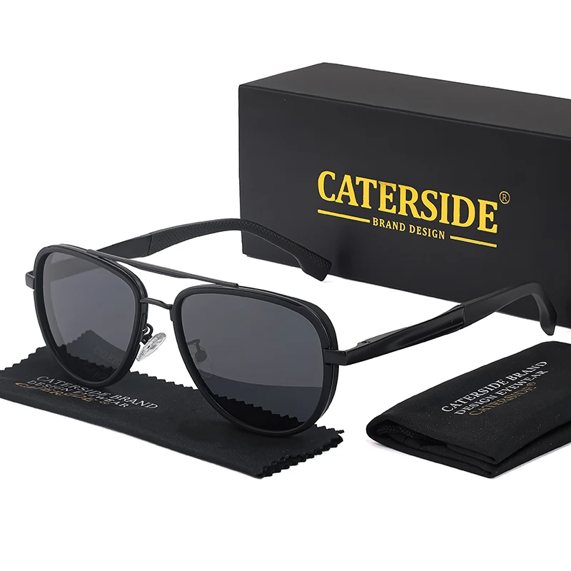 CATERSIDE Retro Polarisierte Piloten-Sonnenbrille für Herren, Metallrahmen, Federscharnier, Markendesigner-Sonnenbrille für Damen, zum Fahren, Angeln – Detail 7