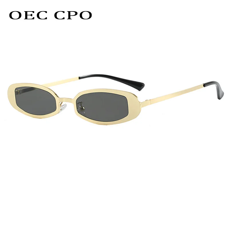 

OEC CPO Ins Popular Fashion Punk Rectangle Men Sunglasses Women Shades UV400 Small Frame Sun Glasses Female Metal Eyewear