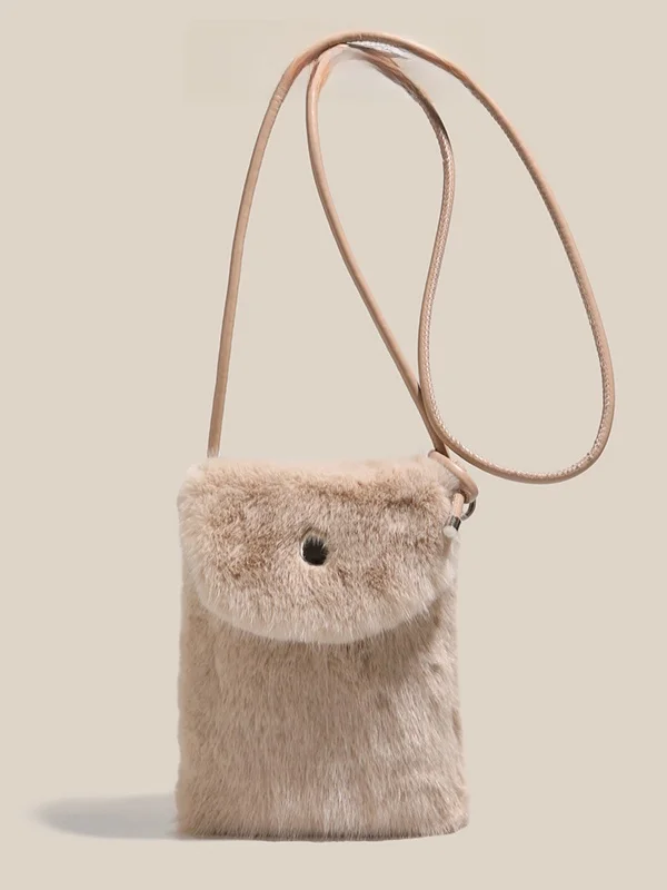 

Модная плюшевая сумка-кроссбоди для женщин, повседневная сумка на одно плечо, осенне-зимняя, однотонная, с магнитной застежкой