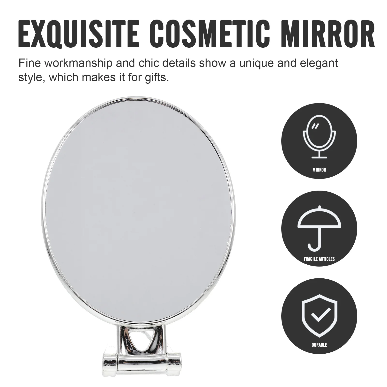Handheld Double-Sided Makeup Mirror Foldable Desktop Makeup Mirror Simple Design Dresser Table Bedroom Decor Dresser Decoration