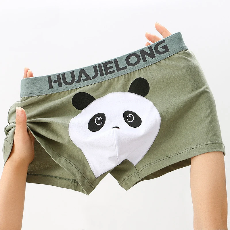 Yong Man Cotton Fashion Personality Cute Lovely Cartoon Panda Print Underwear Elasticity Breathable Soft Boxers Underpants